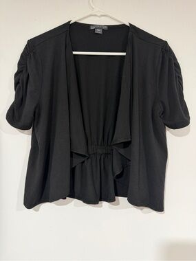 Covington Black Draped Short-Sleeve Open Front Top